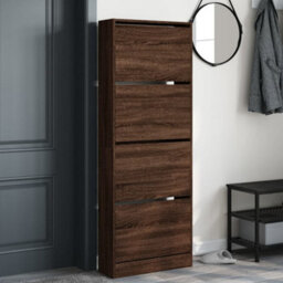 Walplus Shoe Cabinet Brown Oak 60X21X163.5 Cm Engineered Wood - thumbnail 3
