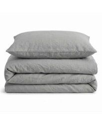 Velosso Silver Washed Linen Look Duvet Cover And Pillowcase Set Single - thumbnail 3
