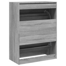 Berkfield Shoe Cabinet With 2 Flip-Drawers Grey Sonoma 80X42X108 Cm - thumbnail 8