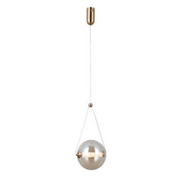 Luminosa Lighting Luminosa Rastia 20Cm Globe Pendant Ceiling Light Gold Amber Shade 3000K Warm White - thumbnail 2