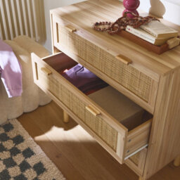 Sweeek - 3-Drawer Chest With Cane And Wooden Effect Natural 80X40X80 Cm - Camargue - thumbnail 6
