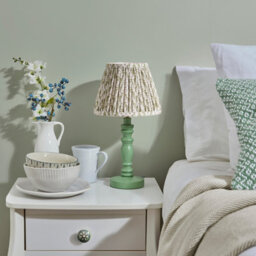 Luminosa Lighting Luminosa Bibury Satin Cotswold Green Paint Table Lamp With Herb Garden Green Fabric Leaf Shade 20Cm B22 - thumbnail 3