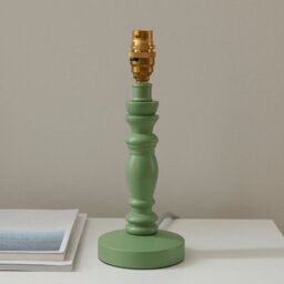 Luminosa Lighting Luminosa Bibury Satin Cotswold Green Paint Table Lamp With Herb Garden Green Fabric Leaf Shade 20Cm B22 - thumbnail 5