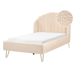 Beliani Bed Boucle Ambillou 120 X 200 Cm (Eu Small Double) Beige - thumbnail 1