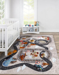 RugsX Junior 51986.803 Washing Carpet Train Tracks, Locomotive For Children  80X150 Cm - thumbnail 5
