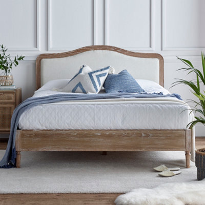 Lille Oak Upholstered Bed - Double Bed Frame Only - image 1