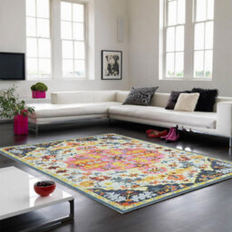 Multi Luxurious Traditional Wool Hand Made Easy To Clean Floral Rug For Bedroom Dining Room And Living Room -200Cm X 290Cm