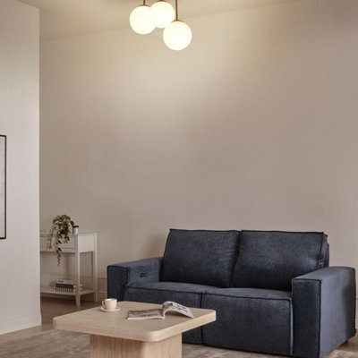 Beliani Brass 3-Light Ceiling Lamp With Frosted Glass Ball Shades, Modern Minimalist Ceiling Light - image 1