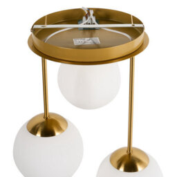 Beliani Brass 3-Light Ceiling Lamp With Frosted Glass Ball Shades, Modern Minimalist Ceiling Light - thumbnail 4