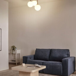 Beliani Brass 3-Light Ceiling Lamp With Frosted Glass Ball Shades, Modern Minimalist Ceiling Light - thumbnail 1