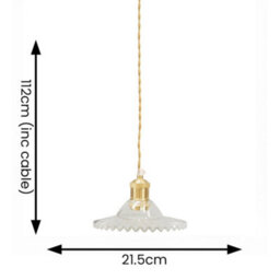 Valuelights Lucrezia Brushed Gold Hanging Ceiling Pendant Light Fitting With Clear Frilled Glass Lampshade - Bulb Included - thumbnail 6