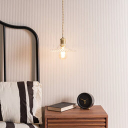 Valuelights Lucrezia Brushed Gold Hanging Ceiling Pendant Light Fitting With Clear Frilled Glass Lampshade - Bulb Included - thumbnail 3