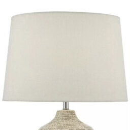 Xample Vondra Ceramic Table Lamp Grey White Glazed Base With Ivory Linen Shade Modern E27 Lighting For Living Room Bedroom - thumbnail 5
