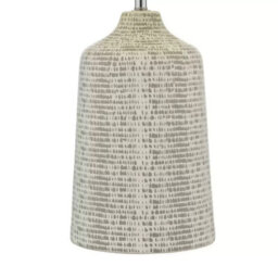 Xample Vondra Ceramic Table Lamp Grey White Glazed Base With Ivory Linen Shade Modern E27 Lighting For Living Room Bedroom - thumbnail 4