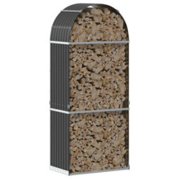 Walplus Log Holder Anthracite 80X45X190 Cm Galvanised Steel - thumbnail 3