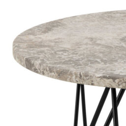 Wyld Haus Toulouse Grey Marble Effect Side Table With Black Steel Base - thumbnail 4