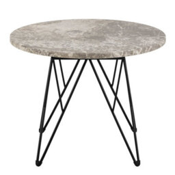 Wyld Haus Toulouse Grey Marble Effect Side Table With Black Steel Base - thumbnail 3