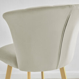 Furniturebox Juniper Cappuccino Beige Soft Touch Velvet Fluted Art Deco With Gold Legs (Set Of 2) - thumbnail 2