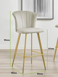 Furniturebox Juniper Cappuccino Beige Soft Touch Velvet Fluted Art Deco With Gold Legs (Set Of 2) - thumbnail 6