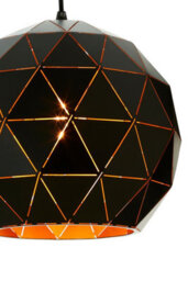 Orsina Extra Small Geometric Pendant Light, Matte Black Steel Shade With Copper Finish Interior - thumbnail 3
