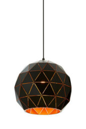 Orsina Extra Small Geometric Pendant Light, Matte Black Steel Shade With Copper Finish Interior - thumbnail 5