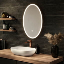 Sensio Aurora Silver Effect Oval Wall-Mounted Bathroom Illuminated Modern Illuminated Mirror (H)80Cm (W)50Cm - thumbnail 1