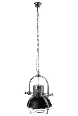 Orsina Industrial Revolution Black Pendant Light, Retro-Style Matte Black & Chrome Finish Lamp, Industrial Lighting - image 1