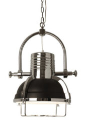 Orsina Industrial Revolution Black Pendant Light, Retro-Style Matte Black & Chrome Finish Lamp, Industrial Lighting - thumbnail 3