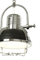 Orsina Industrial Revolution Black Pendant Light, Retro-Style Matte Black & Chrome Finish Lamp, Industrial Lighting - thumbnail 5