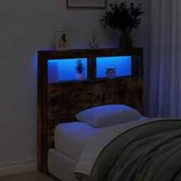 Berkfield Headboard Cabinet With Led Smoked Oak 100X17X102 Cm - thumbnail 4