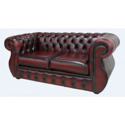 Chesterfield 2 Seater Antique Oxblood Leather Sofa Bespoke In Kimberley Style - thumbnail 3