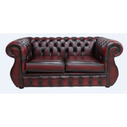 Chesterfield 2 Seater Antique Oxblood Leather Sofa Bespoke In Kimberley Style - thumbnail 1