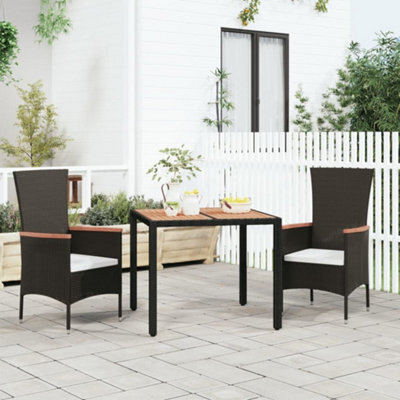 Berkfield Garden Table With Wooden Top Black Poly Rattan&solid Wood Acacia - image 1