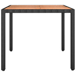 Berkfield Garden Table With Wooden Top Black Poly Rattan&solid Wood Acacia - thumbnail 4