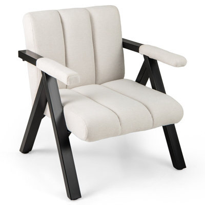 Gainoom Oversized Beige Accent Chair Comfy Reading Chair With Metal Frame - image 1