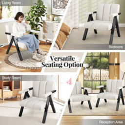 Gainoom Oversized Beige Accent Chair Comfy Reading Chair With Metal Frame - thumbnail 8