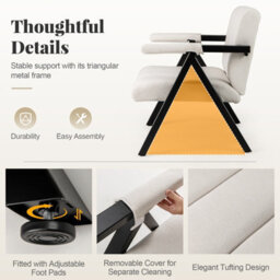 Gainoom Oversized Beige Accent Chair Comfy Reading Chair With Metal Frame - thumbnail 9