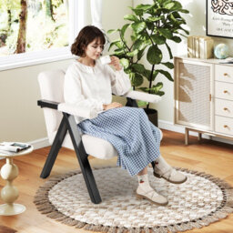 Gainoom Oversized Beige Accent Chair Comfy Reading Chair With Metal Frame - thumbnail 4
