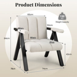 Gainoom Oversized Beige Accent Chair Comfy Reading Chair With Metal Frame - thumbnail 2