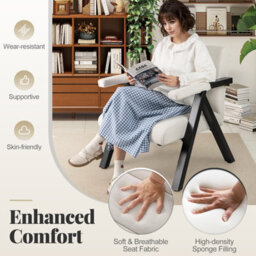 Gainoom Oversized Beige Accent Chair Comfy Reading Chair With Metal Frame - thumbnail 6