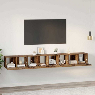 Berkfield Tv Cabinet Wall-Mounted 4 Pcs Old Wood Engineered Wood - image 1