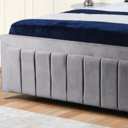 UKBEDFURNITURE Sierra Grey Plush Valvet Upholstered Gas Lift Ottoman Storage Bed -  With 48 Inch Headboard - thumbnail 3