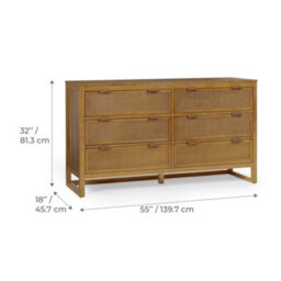 Teamson Home Hatteras Chest Of Drawers 6 Drawer Bedroom Dresser, Natural - thumbnail 5
