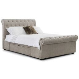 Ashfield Premium Mink Chenille Sleigh Style Storage Bed Frame - Super King 6Ft (180Cm) + 2 Underbed Storage Drawers - thumbnail 1