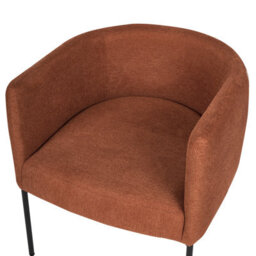 Beliani Aurora Armchair With Cushion, Golden Brown Faux Linen, Black Iron Legs, W62 X D62 X H68Cm - thumbnail 7