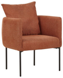 Beliani Aurora Armchair With Cushion, Golden Brown Faux Linen, Black Iron Legs, W62 X D62 X H68Cm - thumbnail 3