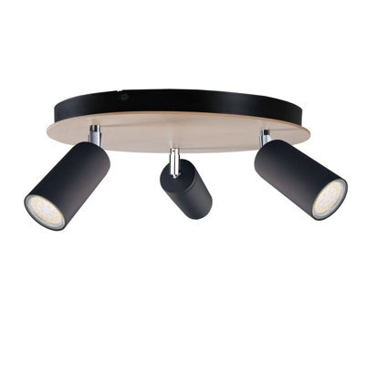 Luminosa Lighting Luminosa Eye Ceiling Spotlight Clusters Black, Wood, 31Cm, 3X Gu10