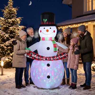 Outsunny Christmas Blow Up Snowman With Colourful Led Light - image 1