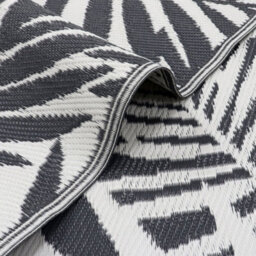 Jvl Lightweight Reversible Plastic Woven Outdoor Rug, 120X170Cm, Grey Leaves - thumbnail 5