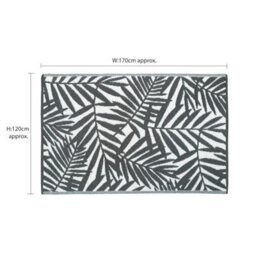 Jvl Lightweight Reversible Plastic Woven Outdoor Rug, 120X170Cm, Grey Leaves - thumbnail 3